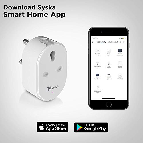 Syska ABS 16A Mwp-003 Smart Wi-Fi Plug With Power Meter 16Amp Works Alexa And Google Assistant, White