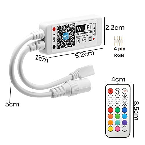 Global Tech Product_WiFi Smart LED Strip Controller, Convert Any RGBW LED Strip into Smart WiFi Enabled Strip_ RGBW Option (Work with Alexa and G.Home)