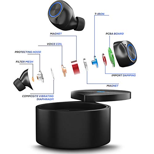 Boom Audio Shell True Wireless Earbuds | Bluetooth 5.0 | Lightweight in- Ear Headphones | Impressive Sound | High Bass | Built-in-mic | Runtime 16 Hours (Black)