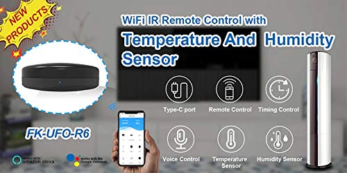 Frankever WiFi IR Remote Controller (IR Blaster) with Built-in Temperature and Humidity Sensor All in One WiFi IR Blaster Controller for TV, AC, Music System etc