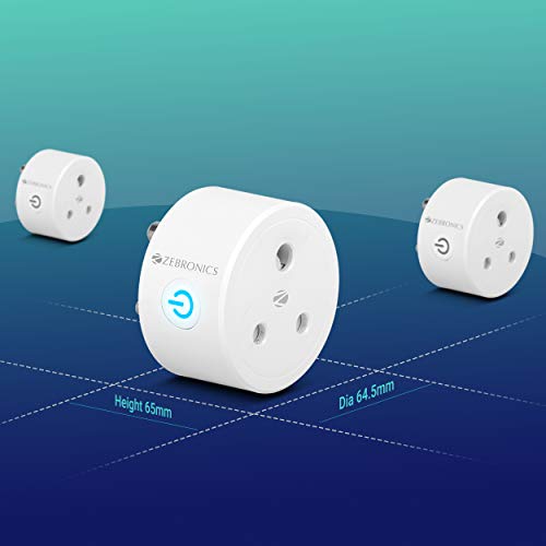 Zebronics ZEB-SP116, Smart Wi-Fi Plug Compatible with Google Assistant & Alexa, Supports Upto 16A and Comes with a Dedicated APP That Features Scheduled Control and Energy Monitoring.