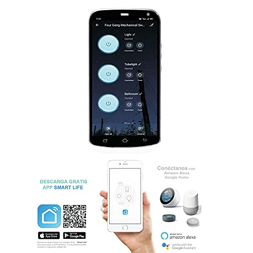 PEGASI Home Automation Devices with Wi-Fi | 4 Gang Smart Wi-Fi Switch | Voice Control with Amazon Alexa | Compatible with Alexa and Google Home