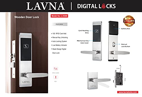 LAVNA Lock with RFID Card/Key Residential Unlock for Wooden & Metal Door (Right Side Indoor)