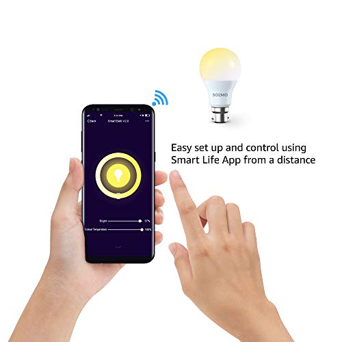 Amazon Brand – Solimo Wi-Fi Smart Light, 12W, B22 Holder, Alexa Enabled (Yellow/Light Yellow/White)