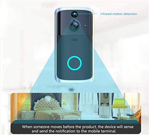 WiFi Video Doorbell, Wireless Smart Doorbell 720P HD WiFi Camera Real-Time Video Two-Way Audio Wide-Angle Lens Night Vision PIR Motion Detection and App Control for iOS/Android-Black