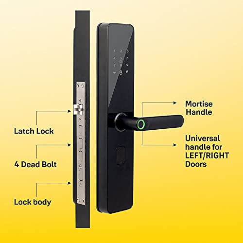 Yale YDME 100 NxT, Smart Door Lock with Biometric, Pincode, RFID Card & Mechanical Keys, Color- Black, for Home & Office (Free Installation)…