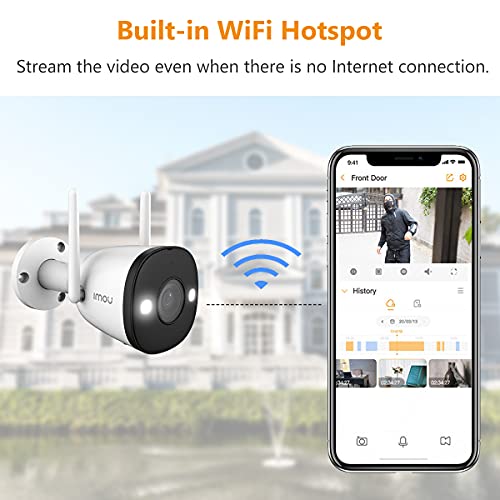 Imou IP 67 Outdoor Security Bullet Camera , Color Night Vision, 1080P Full HD,Up to 256GB SD Card, WiFi & Ethernet Connection, Human Detection, Spotlight, Audio Recording, Alexa Google Assistant