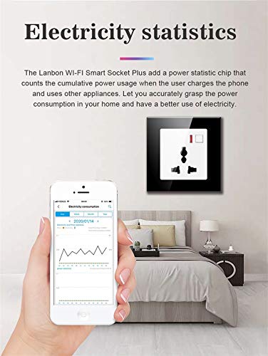Protium Intelligent Smart Socket 2200W max, Smart Living app, work with Alexa, Google Home (Black)