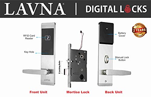 LAVNA Lock with RFID Card/Key Residential Unlock for Wooden & Metal Door (Right Side Indoor)