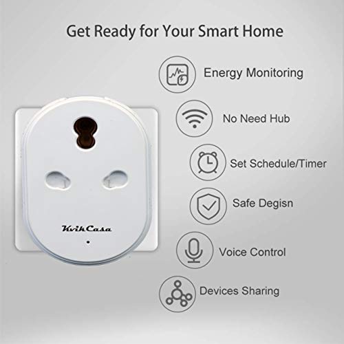 Kvikcasa® Wifi Heavy Duty 16A Smart Plug With Energy Monitoring Works With Alexa And Google Home Assistant, No Hub Required, Remote Control Your Home Appliances From Anywhere, Suitable for Large Appliance like Air Conditioners, Geysers and Microwave Ovens