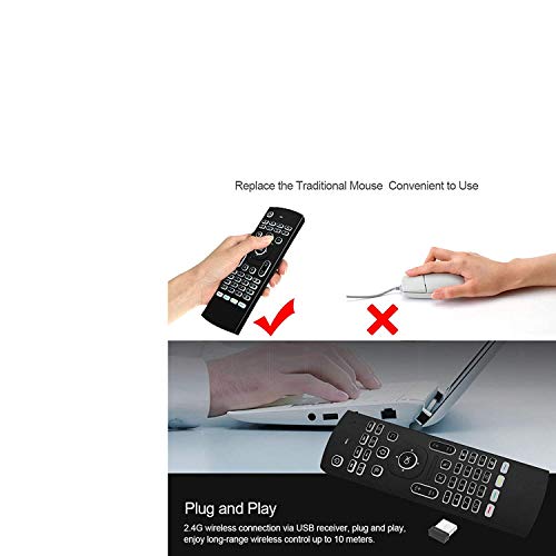 Concept Kart 2.4G Backlight Air Mouse Wireless Keyboard 6-Axis Somatosensory Remote Control Motion Sensing Game IR Learning Buttons for Mini PC Smart TV Android TV Box Projector Windows (MX3MBL)
