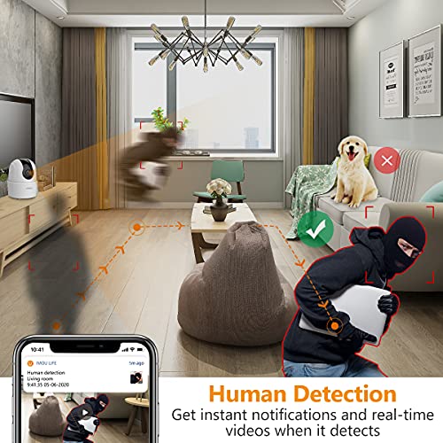 Imou 360 Degree WiFi Security Camera (White), Up to 256GB SD Card Support, 1080P Full HD, Privacy Mode, Alexa Google Assistant, Motion Detection & Human Detection, 2-Way Audio, Night Vision