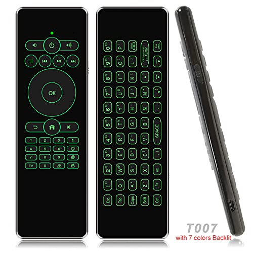 2.4G Wireless 7 Color Backlight Air Mouse Keyboard Smart Remote Control Motion Sensing Game IR Learning Buttons with inbuilt Battery for Smart Android TV Box Projector Windows (T007C/Keyboard)