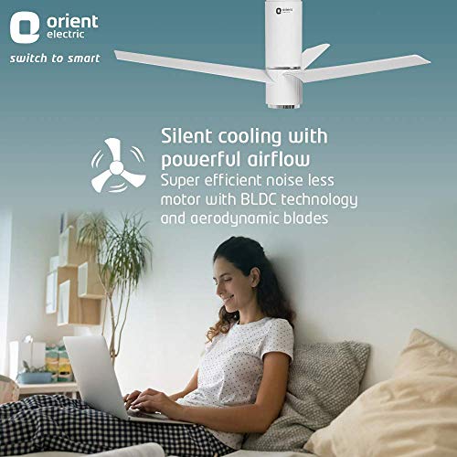 Orient Electric Aeroslim 1200mm BLDC motor Smart Ceiling Fan with IOT, Remote & Under light (White Marble)