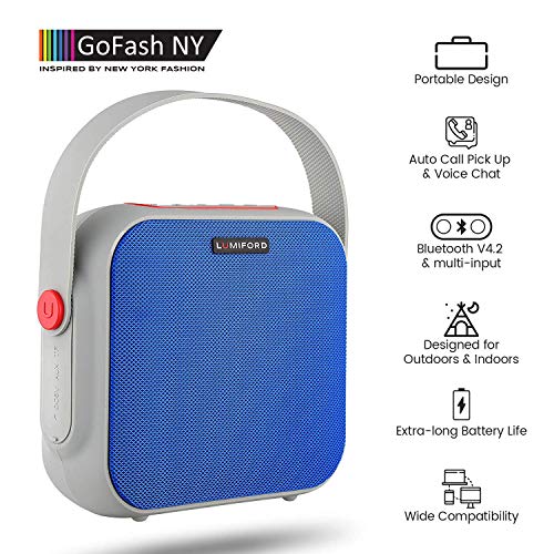 LUMIFORD GoFash-NY 12W Bluetooth Speaker with Alexa Built-in voice control, IPX5 water Proof, 11 hours Play time (Blue)