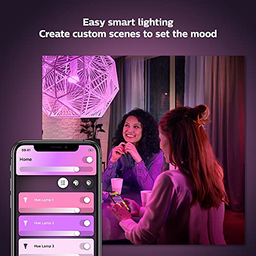 Philips Hue White and Color Ambiance A19 LED Smart Bulb, Bluetooth & Zigbee Compatible (Hue Hub Optional), Compatible with Alexa & Google Assistant