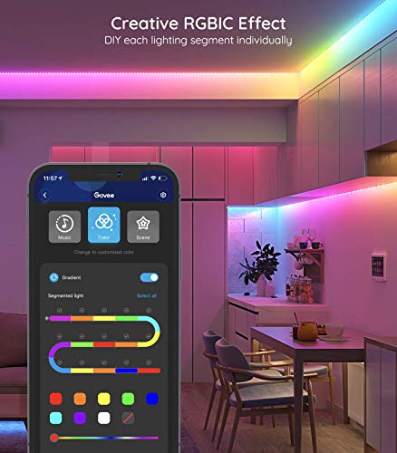MINGER Dream Colour 16.4ft Wireless Smart Phone Controlled 5050 Sync to Music LED Strip Lights Compatible with Alexa, Google Assistant Android iOS (Not Support 5G WiFi)