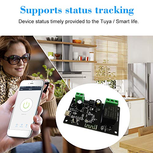 Negaor Tuya DC5V 12V 24V 32V WiFi Switch Wireless Relay Module Single-Way Inching/Self-Locking Timing Remote Switch for Android/iOS APP Remote Control Compatible with Amazon Alexa Google Home