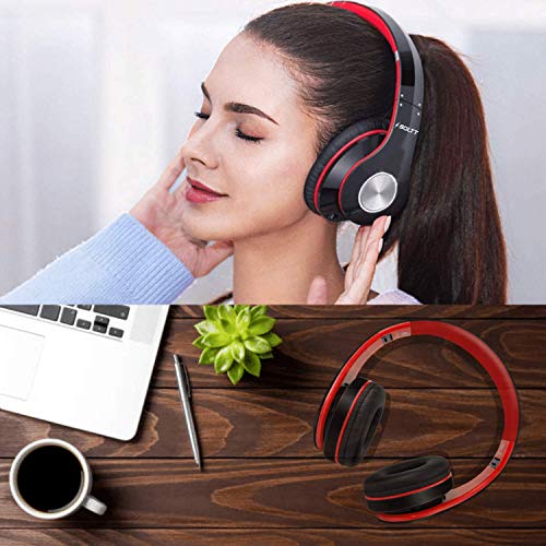 Fire-Boltt Blast 1000 Hi-Fi Stereo Over-Ear Wireless Bluetooth Headphones with Foldable Earmuffs, 20-Hours Playtime & Built-in Mic (Red)