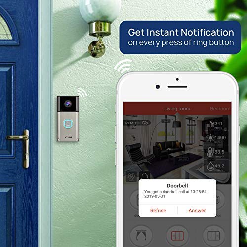 ICOSYS Wireless WiFi Smart Doorbell for Home & Office with Real Time 720P HD Video and Two Way Communication System, App Controlled, Support Upto 64GB