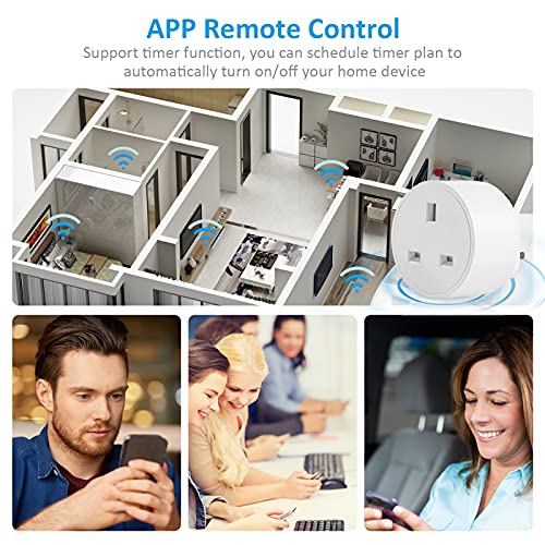 13A 2990W Mini WiFi Smart Socket UK Plug Smart Outlet APP Remote Control Timer Function Voice Control Compatible with Google Assistant/Alexa/IFTTT