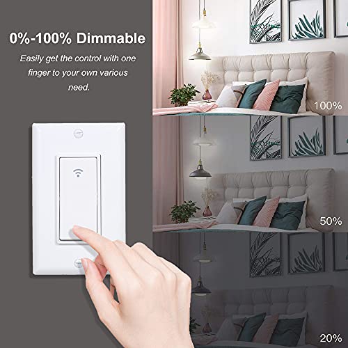 Decdeal 3 Way Smart Light Dimmer Switch in-Wall WiFi Smart Switch Compatible with Alexa and Google Assistant and IFTTT No Hub Required Remote Control Neutral Wire Required Switch with Schedule Timer
