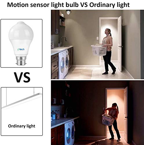 IFITech Smart LED Bulbs – Auto turn ON and OFF with PIR Motion Sensor B22 Holder LED Lights (Warm White, 9W)