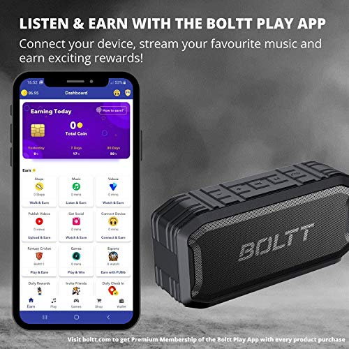 Boltt Fire-Boltt Xplode 1500 Portable Bluetooth Outdoor Speaker, IPX7 Waterproof & Weatherproof with Enhanced Bass (Black), (Model: BS1500)
