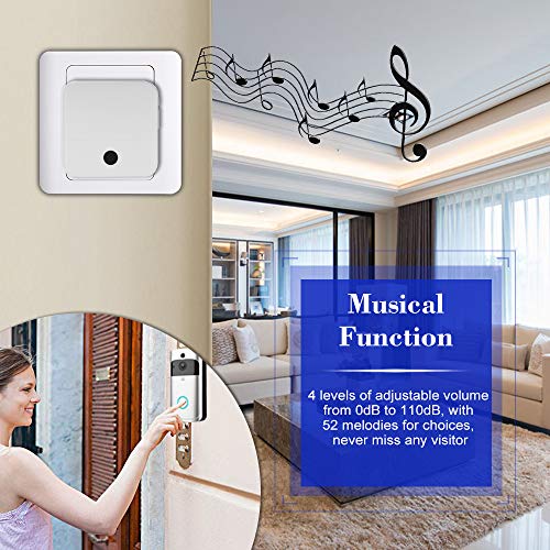 Walmeck WiFi Smart Wireless Security DoorBell Smart HD 720P Visual Intercom Recording Video Door Phone Remote Home Monitoring Night Vision