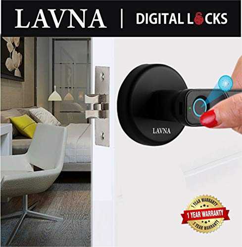Lavna Locks Fingerprint & Key Door Lock for Wooden & Metal Doors with compact size & complete security (Model No. – L-A15, Right)