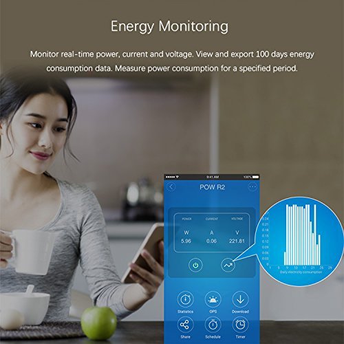 Sonoff Pow ABS WiFi Switch with Power Consumption Measurement Monitoring Control Work with Amazon Alexa, Google Home, Nest