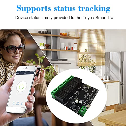 Tuya 4CH USB DC5V/7-32V WiFi Switch Wireless Relay Module Timing Function Remote Switch for Android/iOS APP Remote Control Compatible with Amazon Alexa Google Home