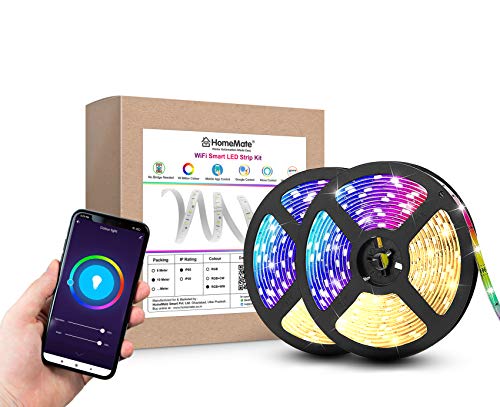 HomeMate® Wi-Fi Multicolour with Warm White Smart LED Strip Kit, 10 Meter, Compatible with Alexa, Google Home and IFTTT