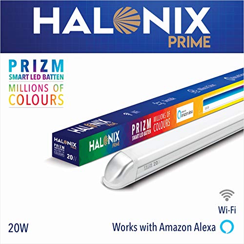 Halonix Prizm 20W 4 Ft Wi-Fi Enabled Smart LED Batten(16 Million Colors + Warm White/Neutral White/White, Pack of 1) (Compatible with Amazon Alexa and Google Assistant)