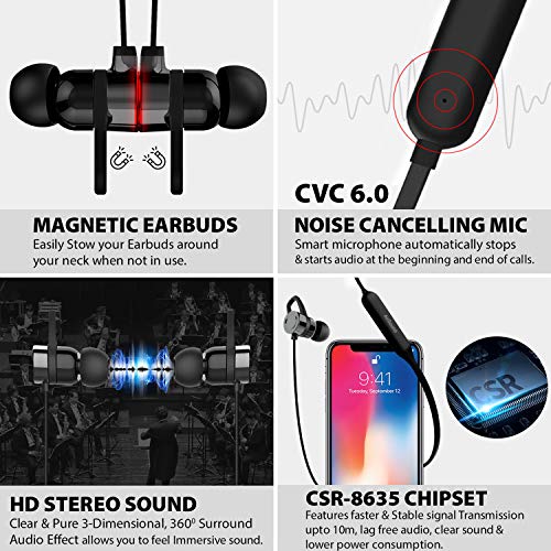 AirSound X200 Wireless Bluetooth in-Ear Headphones, SweatProof, Magnetic Design, HD Stereo & Mic