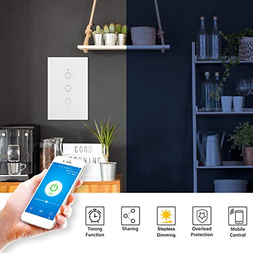 Touch Switch, Intelligent Light Switch, Tempered Glass Panel, Maximum Power of 2200W, Wall Touch Switch, for Houses Home Appliances(White Three-Way (2030996), Transl)