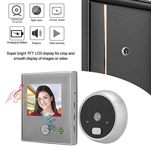 Zyyini Smart Doorbell, 2.8 Inch TFT Screen Display Home Smart Doorbell Security Door Camera Door Viewer
