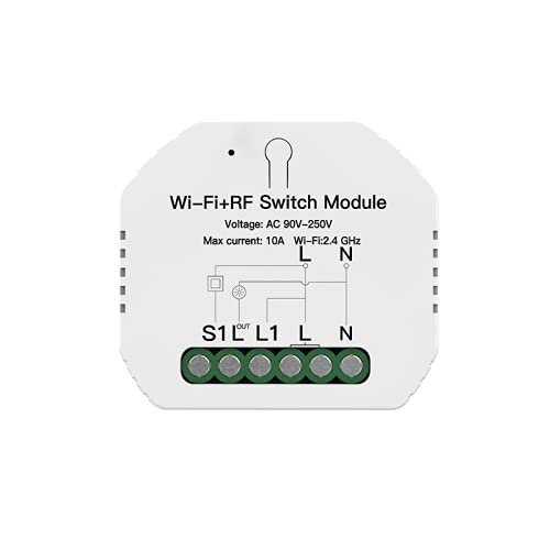 Auslese™ DIY Smart WiFi + Rf 433 Circuit Breaker 2-Way 1, 3 Gang Switch APP Control Compatible with Alexa Google Home IFTTT (WiFi+Rf 433 (1 Gang- 2 Way))