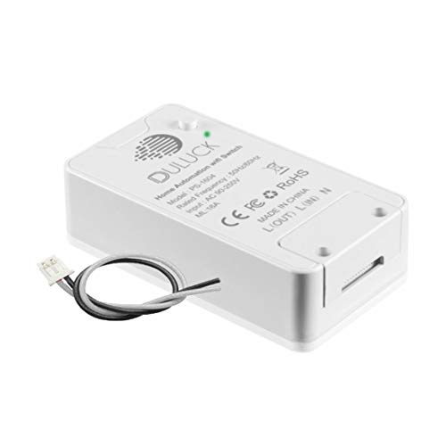 Duluck Smart WiFi IOT Switch, Smart switch, Wifi switch, suitable for Geyser, Lights, Wall sockets, Iron, Air purifier, it Can fix behind the wall switch panel. It works with Alexa & Ok-Google, Capacity up to 3400-watt resistive load. WPC & ETA certified, NOT for AC & Motor, Model (PS-1604)