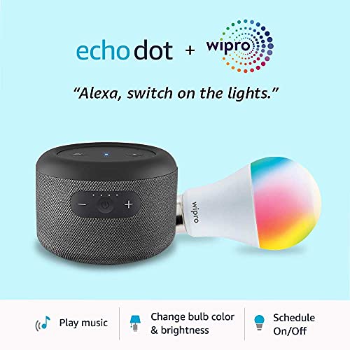 Echo Input Portable with Wipro 9W LED smart color bulb
