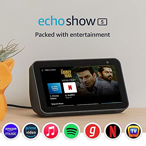 Echo Show 5 (1st Gen, 2019 release) – Smart speaker with Alexa – 5.5″ screen, crisp sound and 1MP camera (Black)