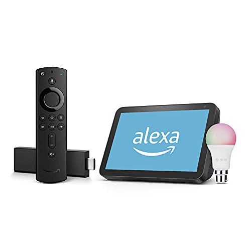 Echo Show 8 (Black) Combo with Fire TV stick 4K and Zoook 9W smart bulb