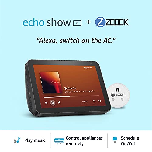 Echo Show 8 (Black) bundle with Zoook Smart Connect 10A Wi-Fi Smart Plug with Power Meter