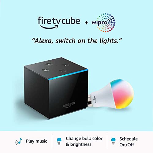 Fire TV Cube Combo with Wipro Smart LED 9W color bulb