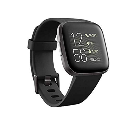 Fitbit FB507BKBK Versa 2 Health & Fitness Smartwatch with Heart Rate, Music, Alexa Built-in, Sleep & Swim Tracking, Black/Carbon, One Size (S & L Bands Included) (Black/Carbon)