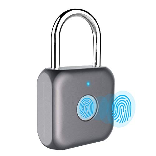 Home Cloud Fingerprint Smart Door Padlock | Luggage Lock | with USB Charge, 20 Fingerprint Sets, Gym Lock, Backpack, Door for 1 Piece (Grey)