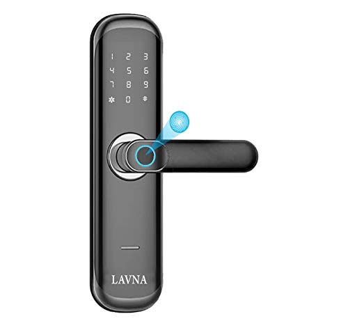 LAVNA Digital Fingerprint/Bluetooth/RFID Card/PIN/Key Unlock Option for Wooden & Metal Doors (Model no. : L-A28)