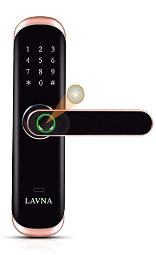 LAVNA Locks Fingerprint Biometric Digital Lock for Wooden & Metal Doors with Fingerprint, PIN, Card & Key Unlocking (L-A17)