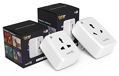 Oakter Wi-Fi Smart Plug 16A and 10A Combo for High Power Appliances (AC, Geyser, Motor, etc.) and Low Power Appliances with Universal Pin Support (Mobile & Laptop Chargers, TV, Kettle, etc) Works with Alexa & Google Assistant