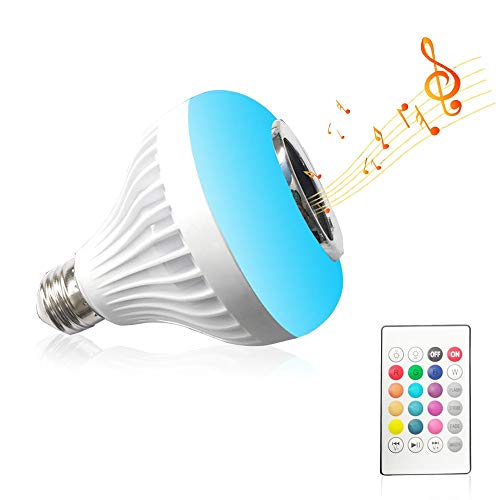 WildCard India Wireless BT E27 Bulb Remote Control Smart Bulb RGB Color Changing Bulb Music Playing Bulb Built-in Audio Speaker for Home Bedroom Living Room Party Decoration